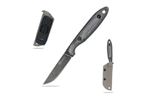SDOKEDC Knives DC53 Steel Tactical Fixed Blade Knife with kydex sheath for Men EDC Outdoor Camping Survival Hunting (Black stone wash)