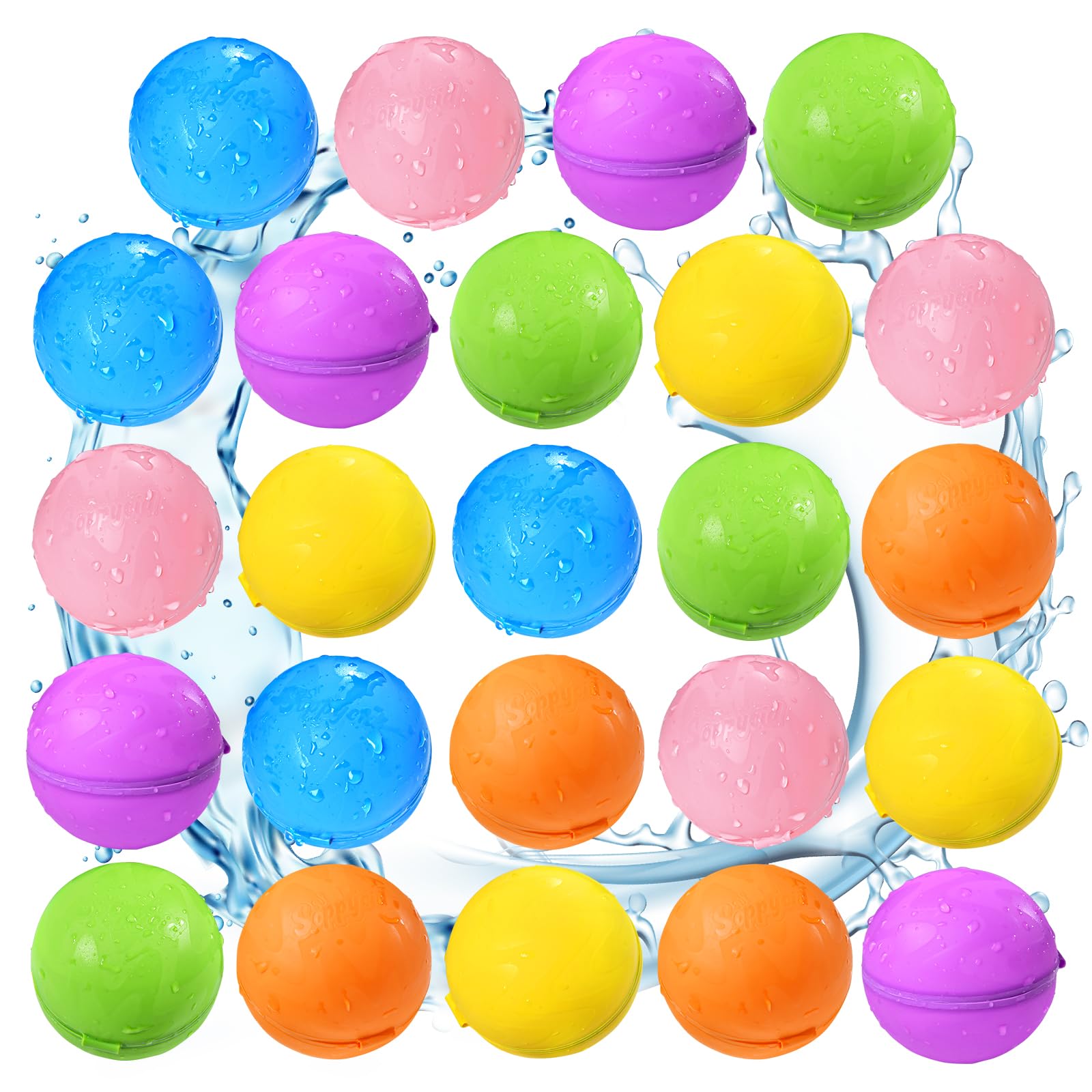 Photo 1 of UCIDCI Reusable Magnetic Water Balloons, Silicone Self Sealing Water Balls, Quick Refill Soft Water Bombs for Outdoor Summer Splash Party, Water Fight Game 24Pack