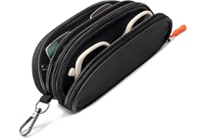 Tangoner Double Eyeglasses Case Soft Portable Zipper Sunglasses Pouch with Keychain Clip for Men Women