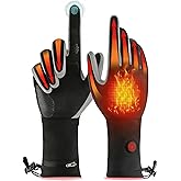 Heated Glove Liners for Men Women, Rechargeable Battery Electric Heated Gloves, Winter Warm Glove Liners for Arthritis Raynaud, Thin Gloves Motorcycle Ski Snowboarding Riding Hiking