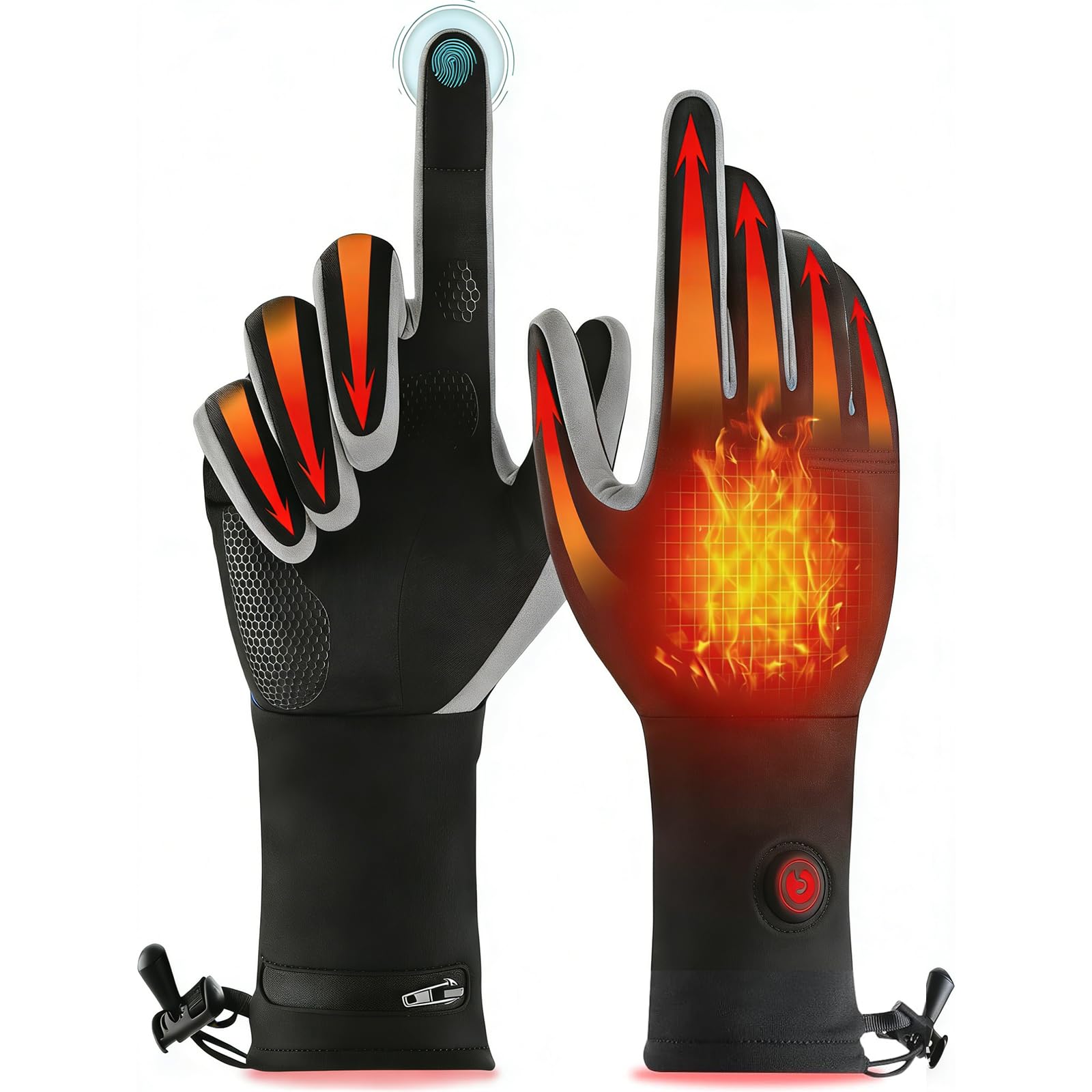 Photo 1 of Heated Glove Liners for Men Women, Rechargeable Battery Electric Heated Gloves, Winter Warm Glove Liners for Arthritis Raynaud, Thin Gloves Motorcycle Ski Snowboarding Riding Hiking (Black-Gray, M)