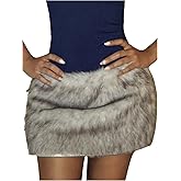 MakeMeChic Women's Faux Fur Mini Skirt Fuzzy Low Waist Party Night Out Mini Skirts