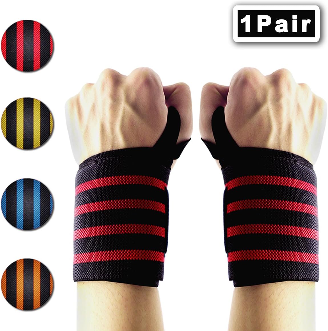 Wrist Wraps Weightlifting,23" Wrist Support Straps with Thumb Loops (1Pair) Hand Exercise Brace Professional Grade Wrist Strength Belt for Gym Training,Workouts Protector By IWAMEE-Red