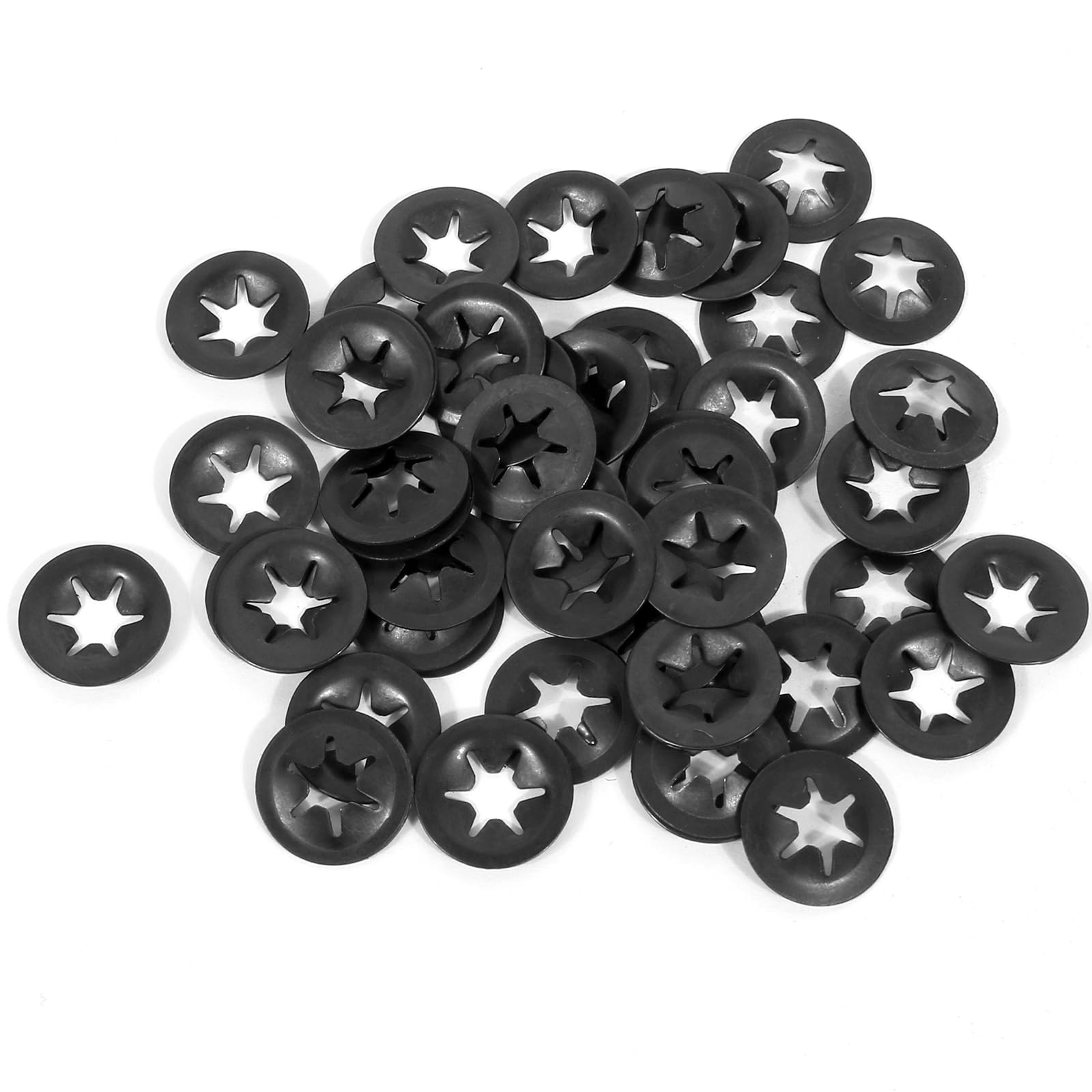 Kozelo 100pcs Internal Tooth Star Locking Washer - [4mmID x 12mmmmOD] for Shock Absorption of Mechanical Equipment Quick Speed Locking Washers, Metal — image 1