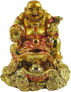 Creativegifts feng Shui Laughing Buddha on Money Frog for Health, Wealth and Happiness(8 X 6 X 4 cm)