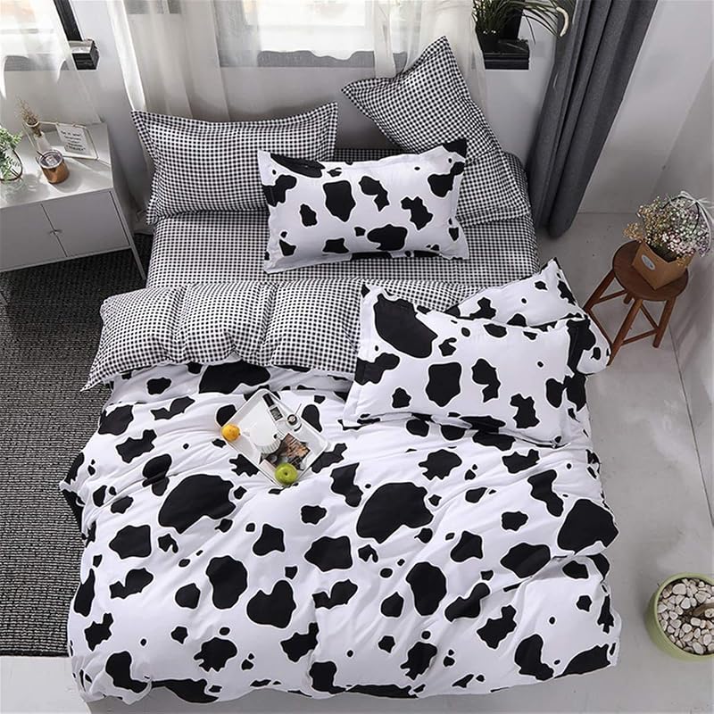 Loussiesd Cute Cow Print Duvet Cover Set Reversible 135x200 Single