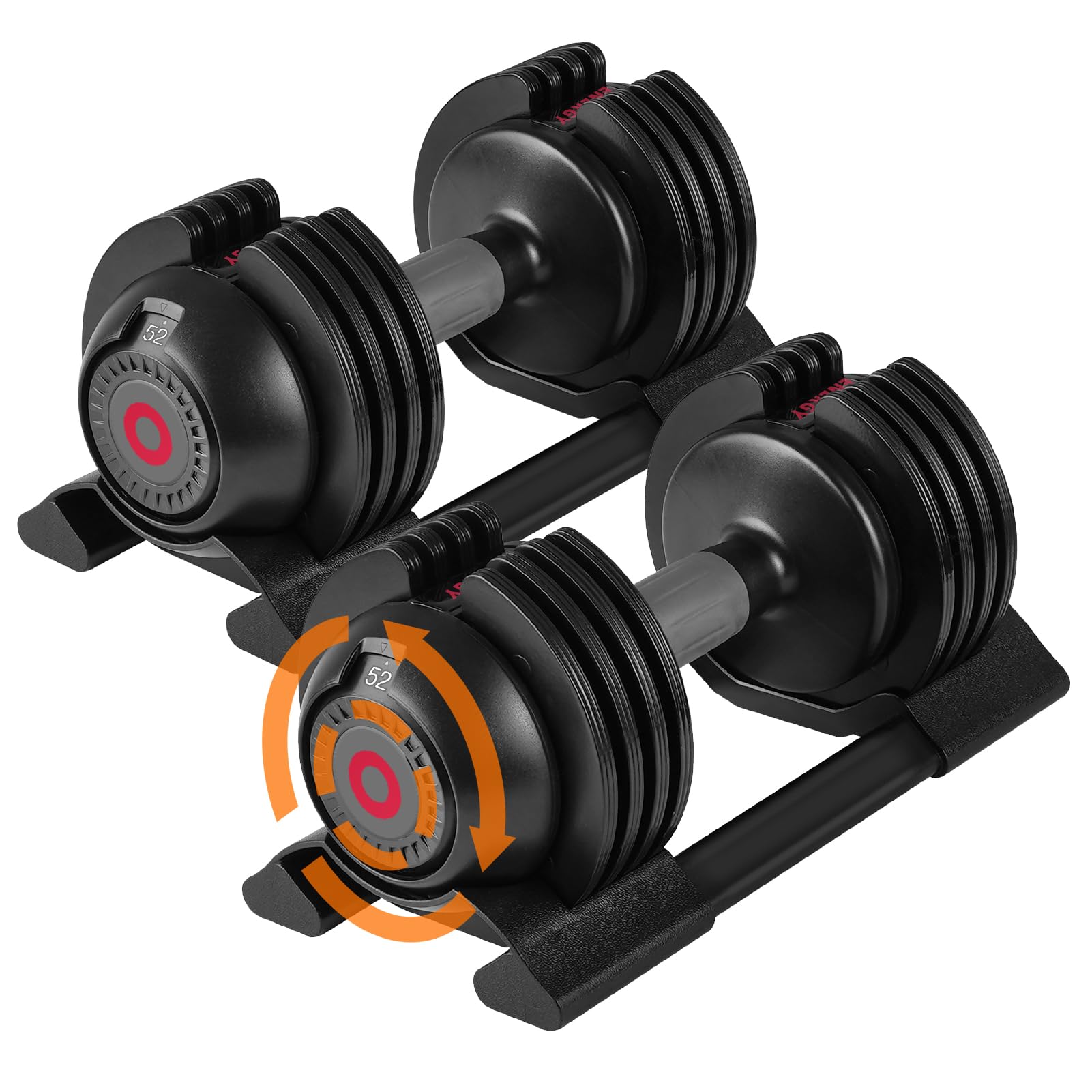 Photo 1 of Adjustable Dumbbell Set: 22LBS/52LBS Dumbbell Set with Tray for Fitness, Fast Adjust Weight by Turning Anti-Slip Handle, Suitable for Men and Women