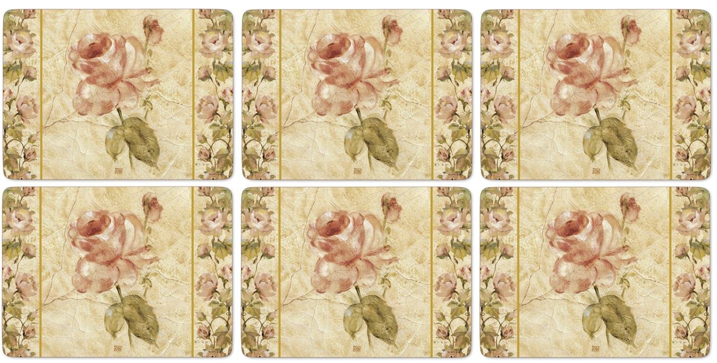 Portmeirion Pimpernel 30.5 x 23 cm MDF with Cork Back Linen Placemats, Set of 6, Antique Rose
