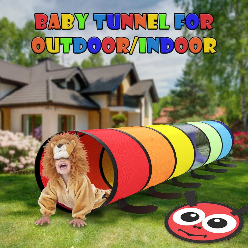 Kids Play Tunnel for Toddlers 1-3 Colorful Pop Up Baby Tunnel for Kids to Crawl Through 6 Foot with Breathable Mesh Collapsible Toddler Toys Gift for Children or Dog