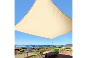 LADYROSIAN Waterproof Sun Shade Sail 8' x 10' Rectangle UV Block Sunshade,Heavy Duty Permeable 185GSM Backyard Shade for Backyard Yard Deck Patio Garden Outdoor Activities and Facility-Beige(Beige, 8 X 10 FT)
