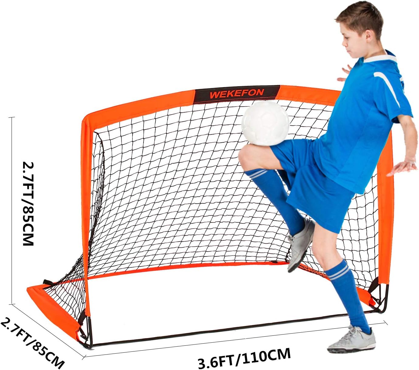 WEKEFON Soccer Goals, Set of 2 - Size 3.6'x2.7' Portable Foldable Soccer Nets for Backyard Games and Training Goals for Kids and Youth Soccer Practice with Carry Bag : Sports & Outdoors