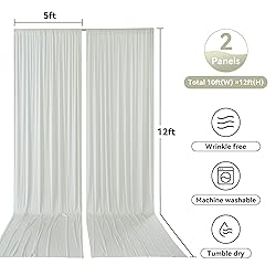 Htper 10x12 ft Ivory Backdrop Curtain Panels for