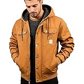 INVACHI Men's Work Coat Sherpa Lined Thicken Winter Workwear Jacket Relaxed Fit Winter Coat with Hood