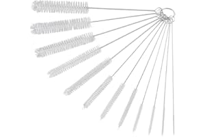 IXIAOYOO Straw Cleaner Brushes Sets, 12 Pieces 8.2 Inch Botthle Cleaning Brush and Nylon Tube Brush Brush Kit for Sippy Cup, Tumbler, Water Bottle, Drinking Straw (White)