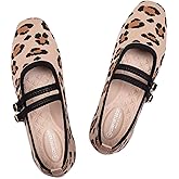 Frank Mully Women's Flats Square Toe Mary Jane Shoes Ballet Flats with Strap Comfortable Slip On Knit Shoes Dressy Casual