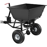 Suchtale Tow-Behind Broadcast Spreader, 130 lbs Capacity, Heavy Duty Fertilizer and Seed Spreader with Adjustable Flow Control Lever,10" Pneumatic Tires, Durable Metal Hopper for Various Terrain Type