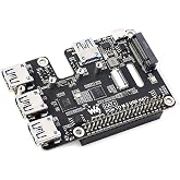 PCIe to M.2 NVMe and USB 3.2 Gen1 HAT+ for Raspberry Pi 5, Supports 2230&ndash;2280 SSD, Bootable NVMe Storage, 4-Port USB Expansion, Plug and Play PCIe Adapter Board