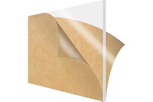 SimbaLux Acrylic Sheet Clear Cast Plexiglass 12” x 12” Square Panel 1/2” Thick (13mm) Transparent Plastic Plexi Glass Board with Protective Paper for Signs, DIY Display Projects, Craft, Easy to Cut