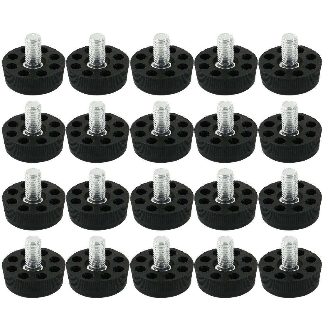 Sourcingmap Furniture Table Chair 8 Holes Base Adjustable Leveling Foot M8 x 10mm Male Thread 20pcs Black