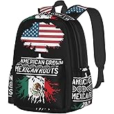 KOSUES American Mexican Mexico Flag Mexican Roots Laptop Backpacks Double Shoulder Laptop Pack Bag Casual Back Pack Lightweight Daypack Bags With Side Pockets For Business Travel Hiking