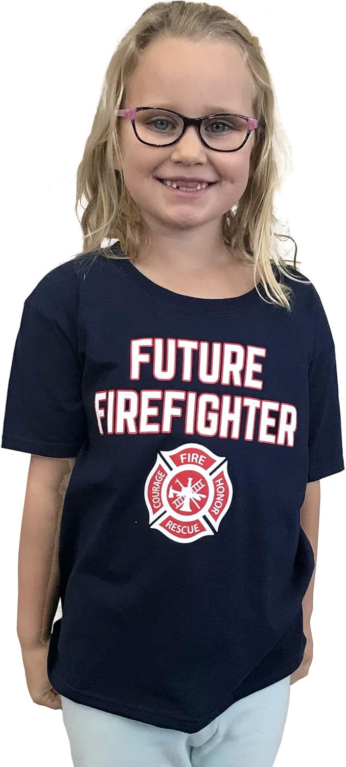 Future Firefighter | Cute Kid's Fire Fighter Badge Boy Girl Child Youth T-Shirt: Clothing
