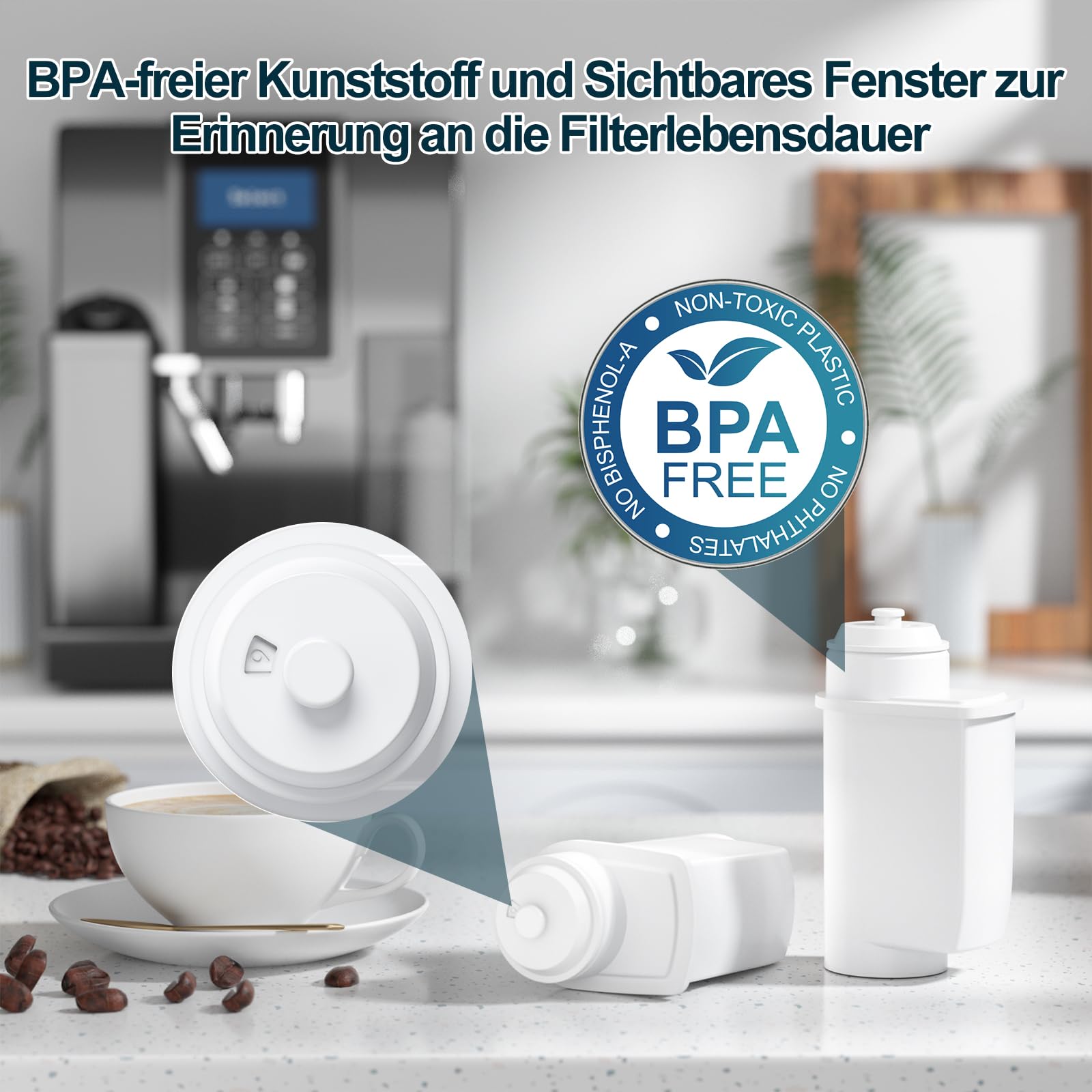 ARETHONE Wasserfilter für Siemens EQ Series, EQ3/EQ6/EQ9, EQ500, S700, Wasserfilter Kaffeevollautomat für Bosch Vero, TZ70003/TCZ7003/467873, Siemens 3200, Neff C77V60 Series (6 Stück (1er Pack)) 3