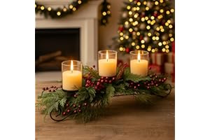 Cindeer 30 Inch Christmas Table Centerpiece Christmas Candle Holder for Dining Table Romantic Mantel Candle Holder Xmas Table Decoration Candelabrum for Holiday Party Fireplace Home(Classic)