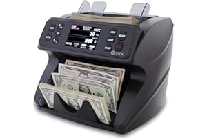 DETECK DT600 Bank Grade Money Counter Machine Mixed Denomination, Value Counting, Multi Currency, Bill Cash Counter 2CIS/UV/IR/MG/MT Counterfeit Detection, Serial Number, Printer Enabled