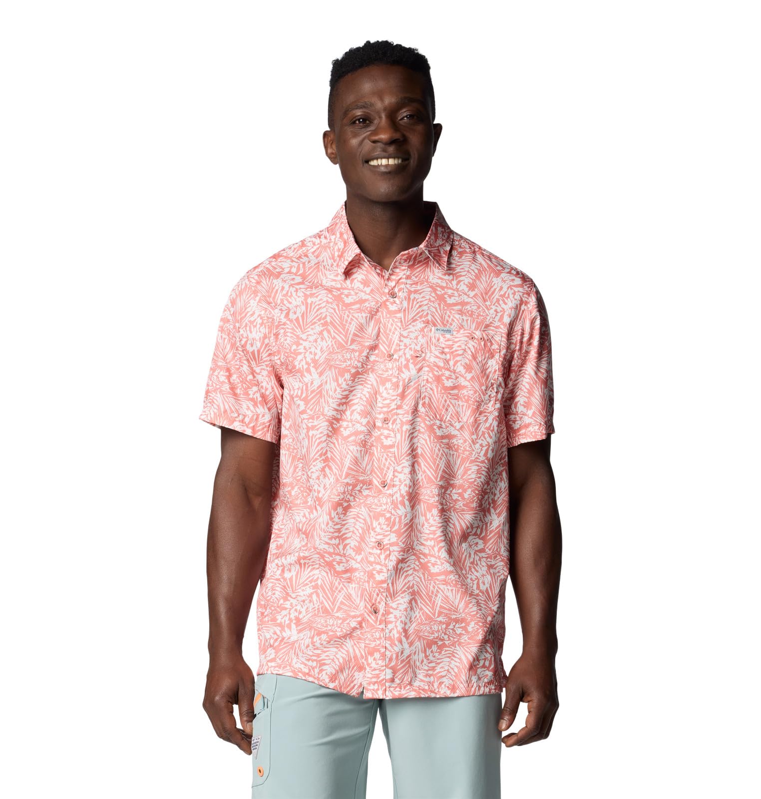 Columbia Men's Super Slack Tide Camp Shirt, Faded Peach Tunado Tonal, Large Tall Image Columbia Men's Super Slack Tide Camp Shirt, Faded Peach Tunado Tonal, Large Tall Image