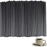 Runseaway 1000PCS 8.27 Inch Black Disposable Plastic Drinking Straws, Straight Cocktail Sip Stir Sticks for Coffee, Tea, Juice, Shakes, Bar, Club, Party Supplies