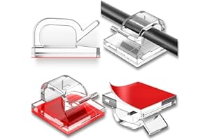 SUOUNDEY 100 Pcs Cable Clips, Adhesive Cable Organizer Cord Holder Wire Clip Wire Management Self Adhesive Hooks Wire Holder for Office, Home(Transparent, 100PCS)