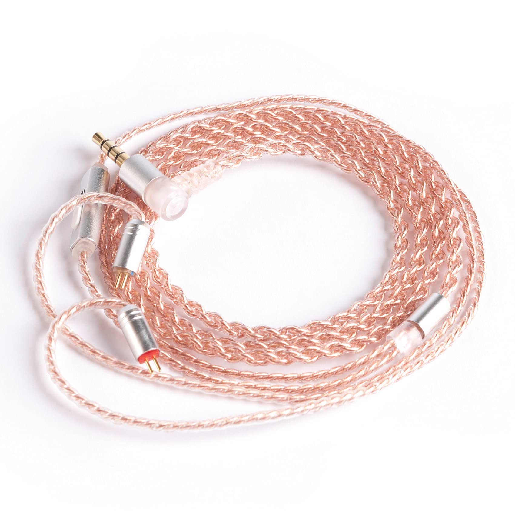 EZ EAR KBEAR Dethched Upgrade 4N High-Purity Single Crystal Copper Cable Improve Sound Headphone Replacement Cable for ES4 ZST ZSN CCA C10 C04 AS10 ZS10 C12 C16 V80 (2Pin, 3.5mm, mic)