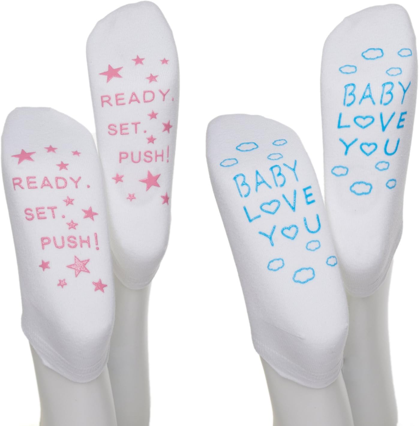 Labor and Delivery Push Hospital Non Skid Socks by Baby Be Mine Maternity, Best Baby Shower Gift for Mom to Be (Packet of 2)