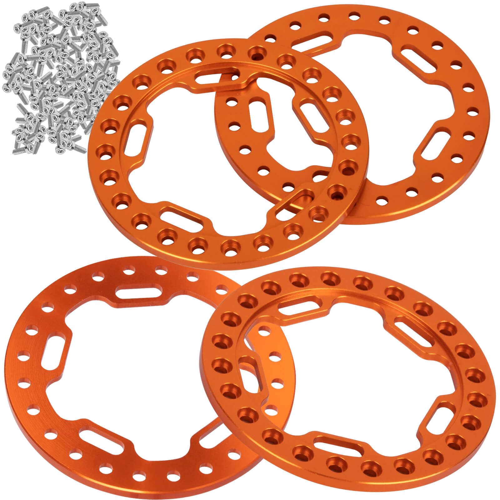 Photo 1 of BRCatWPark Metal 1.9 Beadlock Wheels Replacement Ring for 1/10 TRX4 SCX10 90046 90047 Crawler RC Car,4Pcs RC 1.9 Beadlock Wheels Replacement Ring,Orange