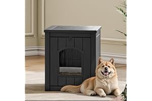 Fancyango Dog House - Outdoor & Indoor Dog Kennel Furniture, Weatherproof Insulated Shelter for Small and Medium Dogs, Stylish for Patio, Garden or Home (Black,17.7" L × 22.8" W × 21.7" H)