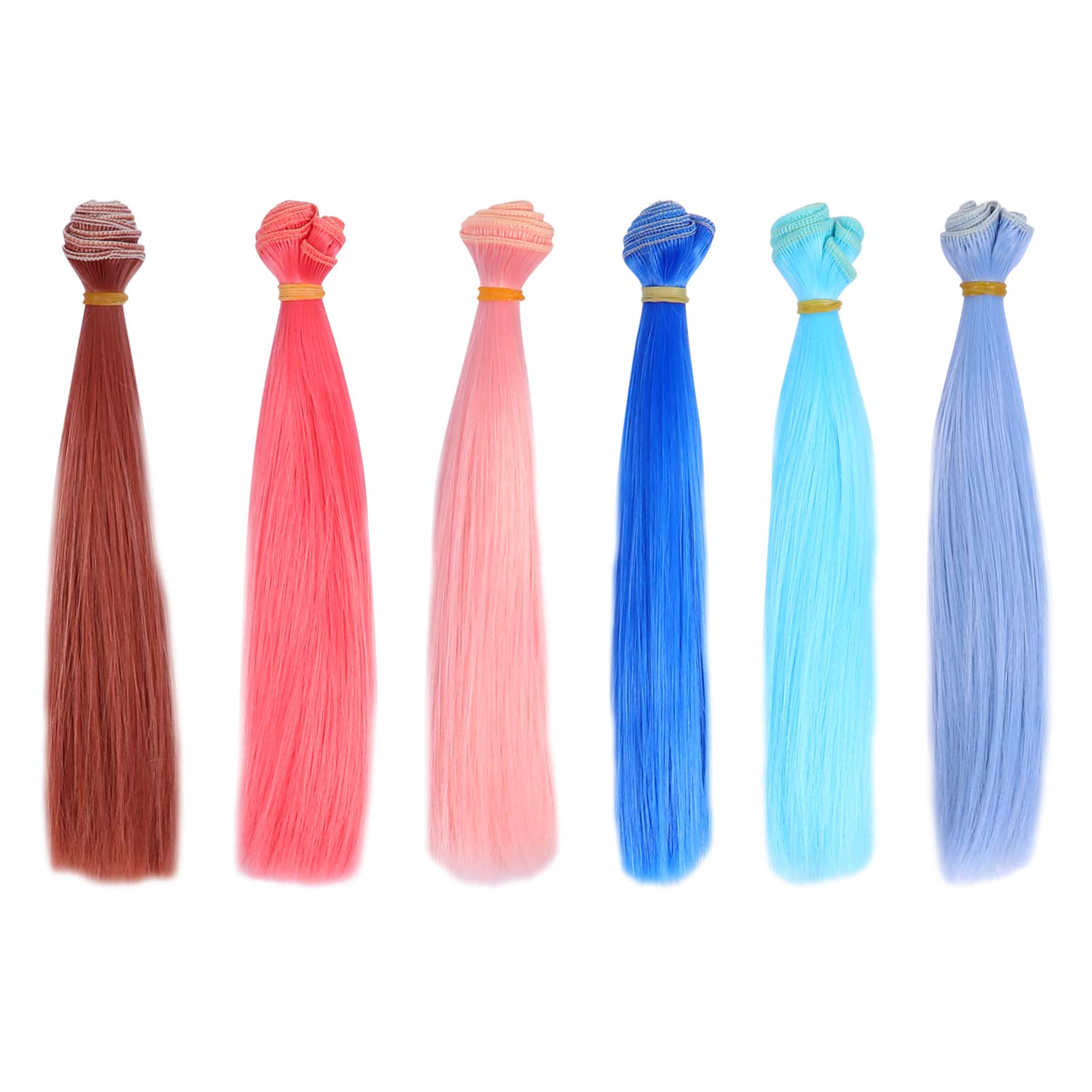 TOYANDONA Straight Doll Hair 6Pcs Doll Wigs Handcraft Doll Hair Fashion Dolls & Accessories for Kids Girls Doll Making, DIY Art and Craft (100x15cm)