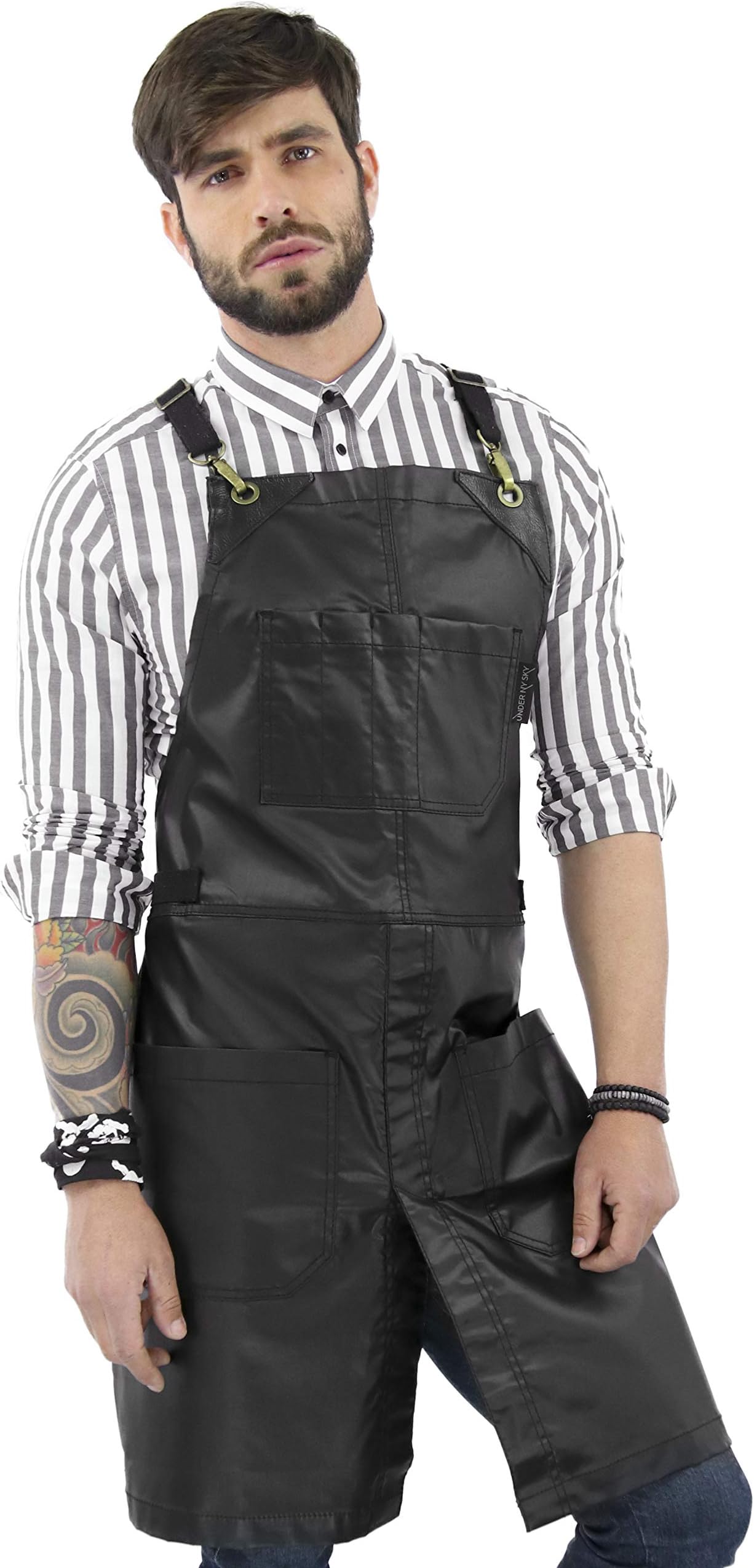 Under NY Sky Cross-Back Apron - Coated Twill