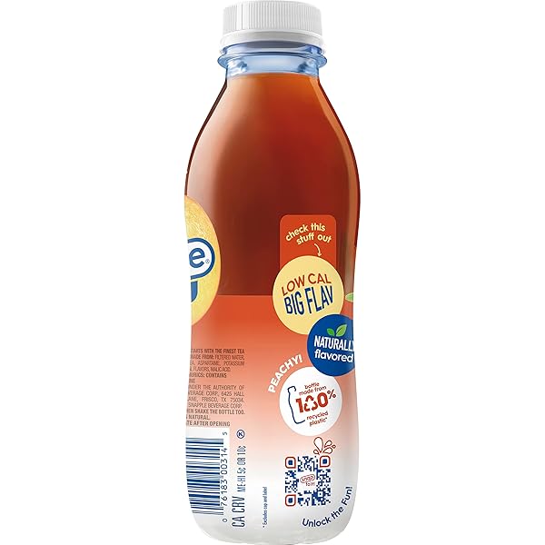 SNAPPLE ZERO SUGAR PEACH TEA, 16 FL OZ RECYCLED PLASTIC BOTTLE