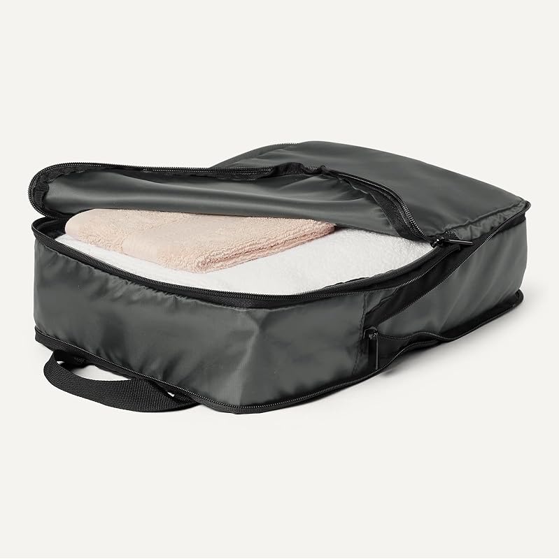 Cubes de Rangement Compression Ultra-légers avec Fermeture Éclair, Lot de 6, Gris