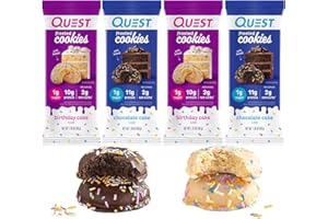 KOVA KH HARPER Quest Nutrition Frosted Cookie Variety Pack - Birthday Cake & Chocolate Cake Flavors - Soft & Chewy Cookies - Low Carb, Low Sugar, High Protein Snack - 25g (Kova Harper Packaging) (Chocolate x Birthday Cake 4x2 Pack)