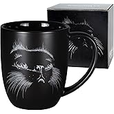ToCooTo Cat Ceramic Coffee Mug 14oz Novelty Tea Mug Cat Lover Gifts Personalized Housewarming Holiday Christmas Birthday Gifts for Men Women Mom Dad Grandpa Boss Teacher and Best Friend Black