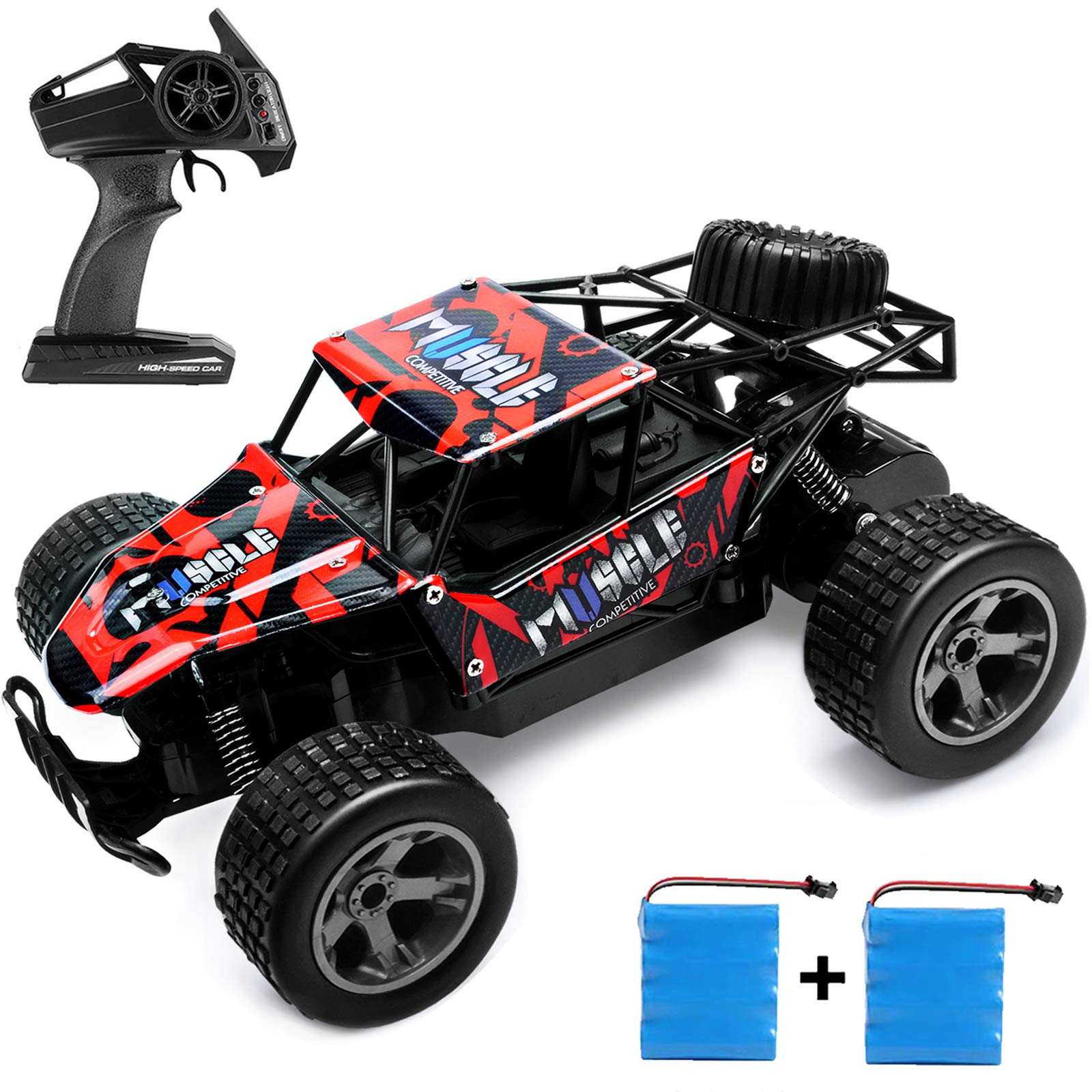 Kuorle Remote Control Car High Speed Off-Road Vehicle 1:20 Scale 2WD 2.4GHz Electric Racing Car RC Buggy Vehicle Truck Buggy Crawler Toy Car for Adults and Kids