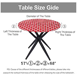 smiry Round Picnic Tablecloth, Waterproof Elastic