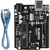 ELEGOO UNO R3 Microcontroller Board ATmega328P+ATmega16U2 with USB Cable | Compatible with Arduino IDE, 32KB Flash Memory, 16MHz Clock Speed, 14 Digital I/O Pins, RoHS Compliant