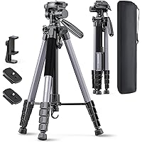 CAMBOFOTO 74"-Camera-Tripod, Gray Porfessional Aluminum Heavy Duty Tripod Stand for Mirrorless Camera/DSLR/Cell Phone/Camcord