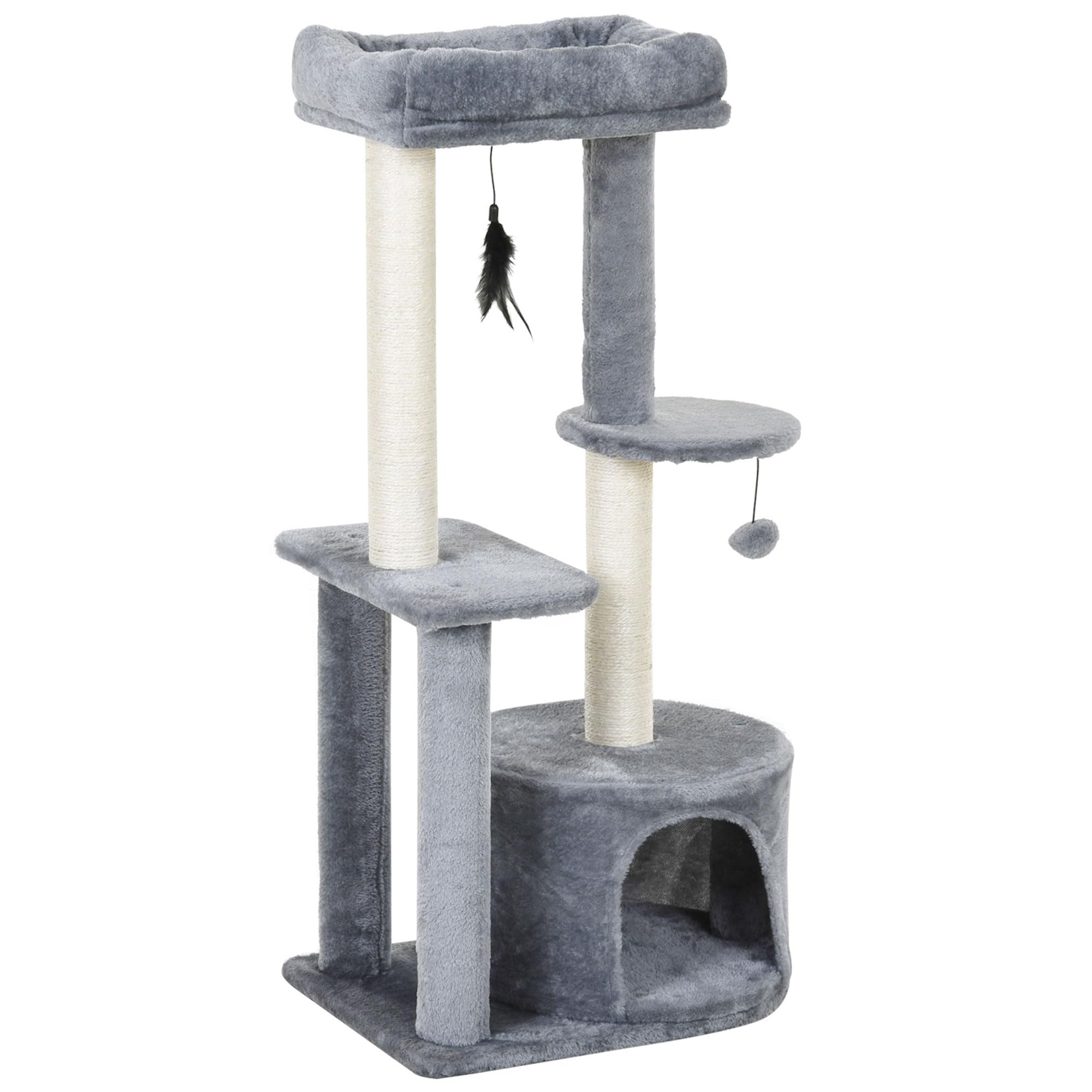 PawHut Cat Multi-Activity Tree Tower w/Perch House Scratching Post Play Ball
