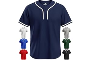 Exxact Sports Blank Baseball Jersey, Unisex Classic Two Button Softball Jersey for Men & Women, Comfortable for All-Day Wear