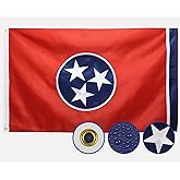 Double Sided Tennessee State Flag 3x5 Outdoor The Longest Lasting TN Flags Heavy Duty 210D Nylon, Sewn Stripes, Embroidered Star, Stronger Brass Grommets,4 Stitched Hemming, Perfect for