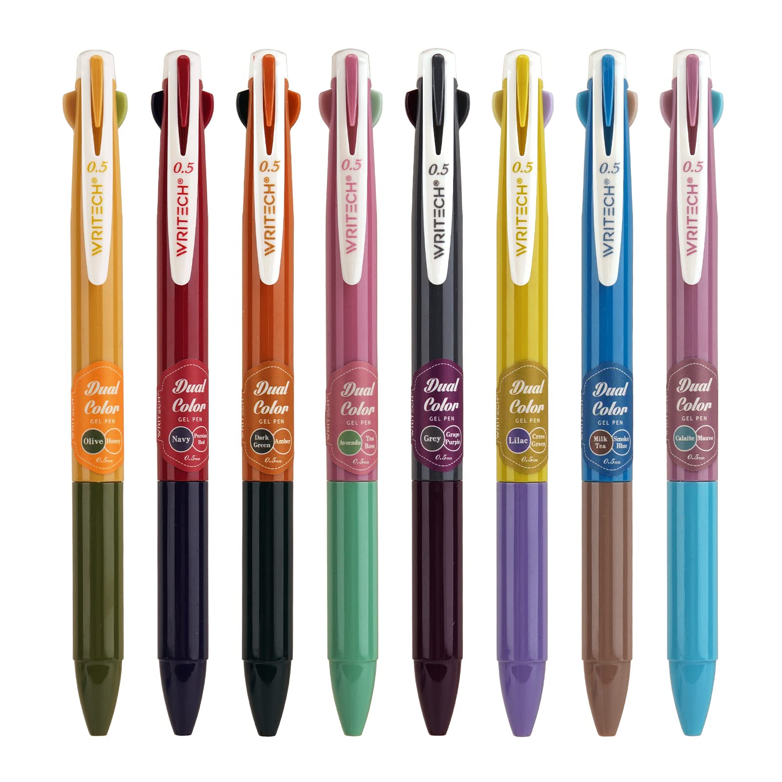 Photo 1 of WRITECH Retractable Gel Ink Pens: Multi Colored 2 in 1 Colorful Click Pen Assorted Color 8ct Extra Fine Point Tip 0.5mm Journaling Smooth Writing Note Taking Coloring No Bleed & Smear Smudge