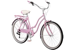Schwinn Perla Cruiser Bike, 26 Inch Bike for Women and Men, 7-Speed Beach Cruiser Bicycle, Linear Pull Brakes, Comfortable Quilted Seat, Upright Riding Position, Adult Bicycle